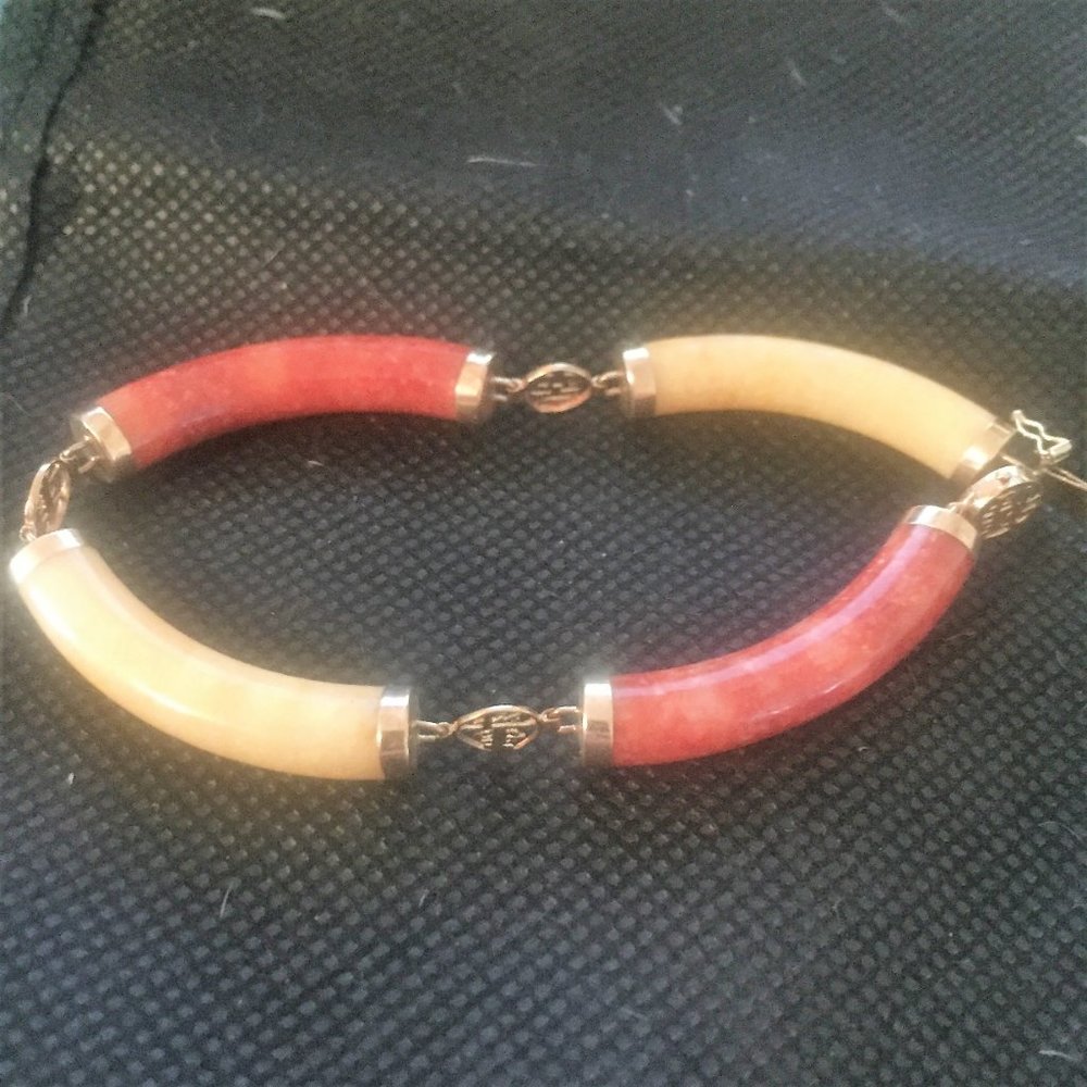 14kt Multi colored jade Bracelet